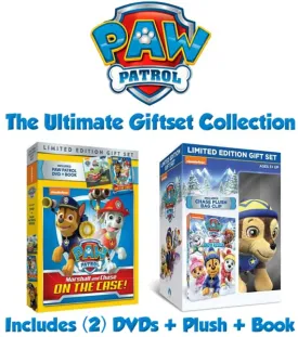 Paw Patrol: The Ultimate Giftset DVD, Toy & Book Collection - The Great Snow Rescue / Marshall and Chase on the Case! / Chase Plush Toy with Zipper Pouch & Bag Clip / Paw Patrol Book