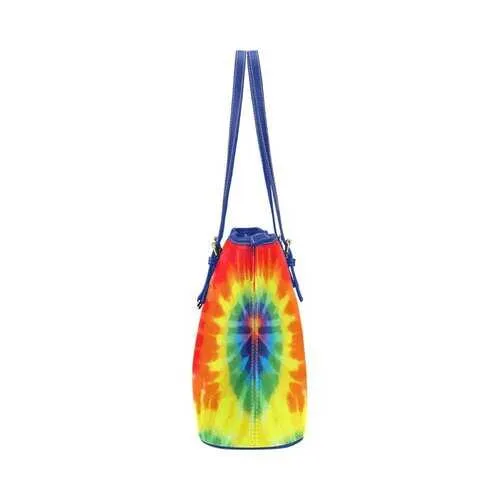 Rainbow Style, Blue Shoulder Handle Leather Tote Bag