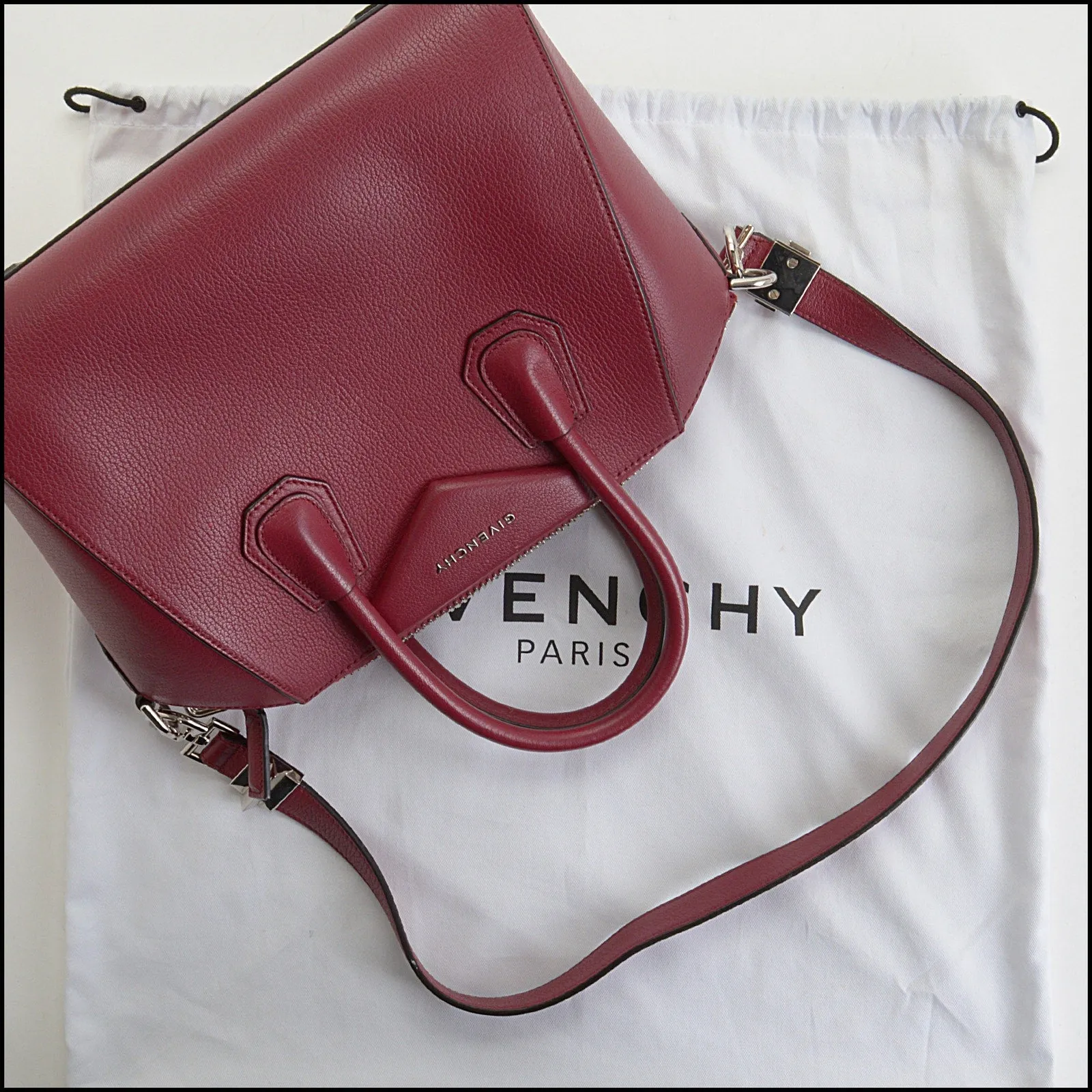 RDC14237 Authentic GIVENCHY Dark Red Sugar Goatskin Antigona PM Bag