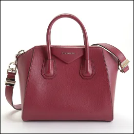 RDC14237 Authentic GIVENCHY Dark Red Sugar Goatskin Antigona PM Bag
