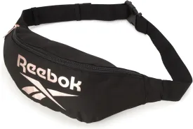 Reebok Fanny Pack - Lightweight Stylish Crossbody Waist Belt Bags for Women and Men with Adjustable Strap, Size One Size, Foundation Black With Rose Gold Logo