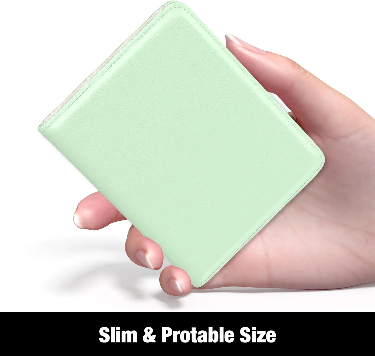 Rouidr Womens Wallet, RFID Small Slim Wallet for Women, Cute Bifold Leather Pocket Credit Card Holder Ladies Mini Purse with Zipper Coin Pocket & ID Window, Green