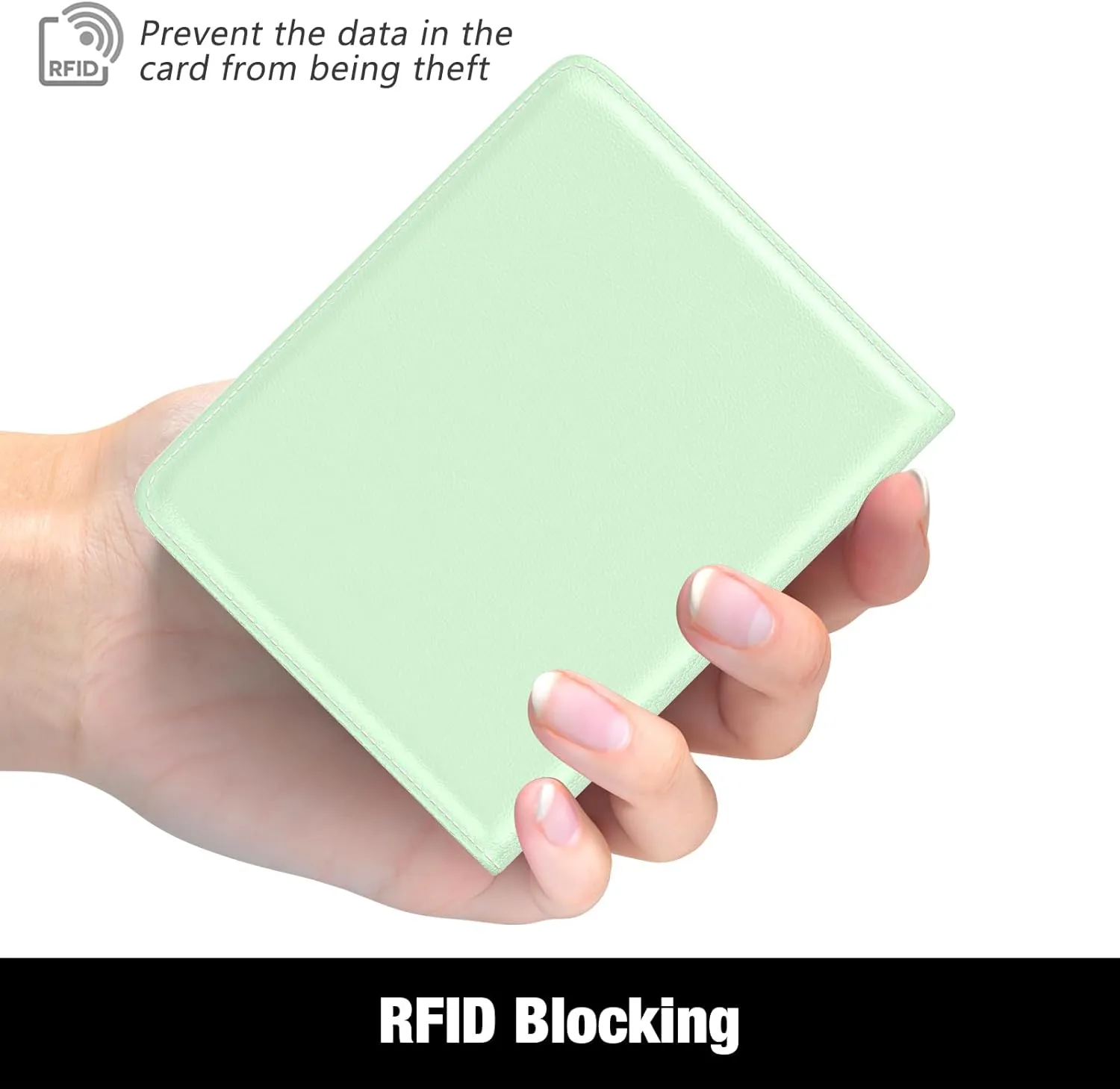Rouidr Womens Wallet, RFID Small Slim Wallet for Women, Cute Bifold Leather Pocket Credit Card Holder Ladies Mini Purse with Zipper Coin Pocket & ID Window, Green