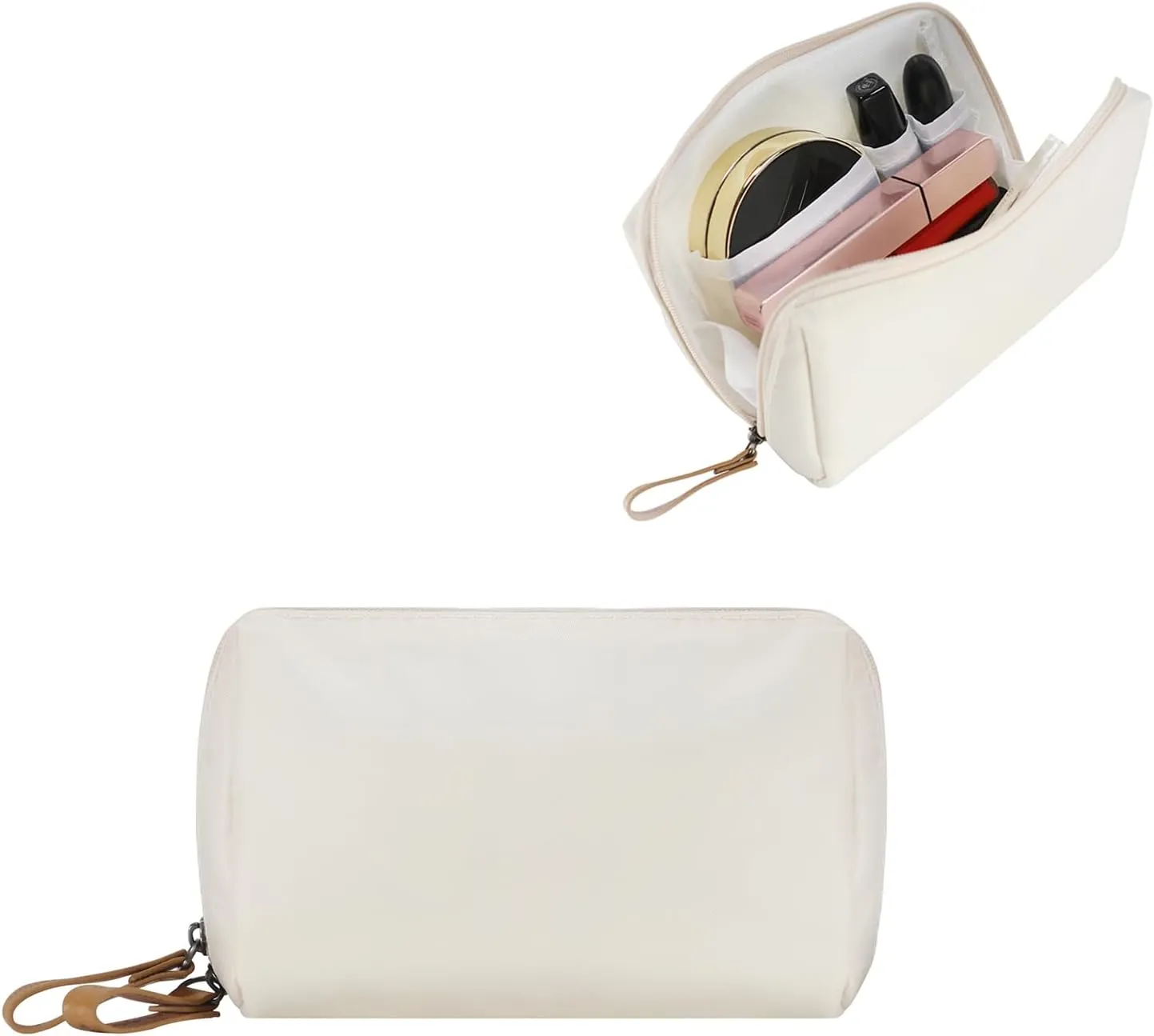 Small Makeup Bag for Purse Portable Waterproof Cosmetic Bag Travel Makeup Pouch for Women (Beige)