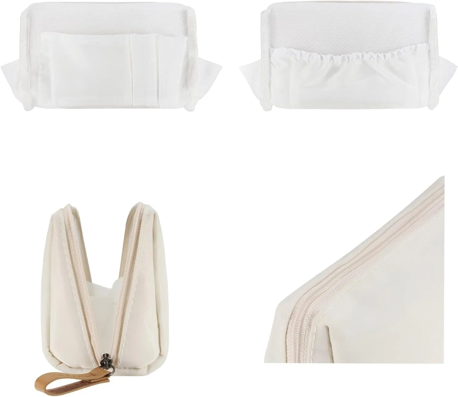 Small Makeup Bag for Purse Portable Waterproof Cosmetic Bag Travel Makeup Pouch for Women (Beige)