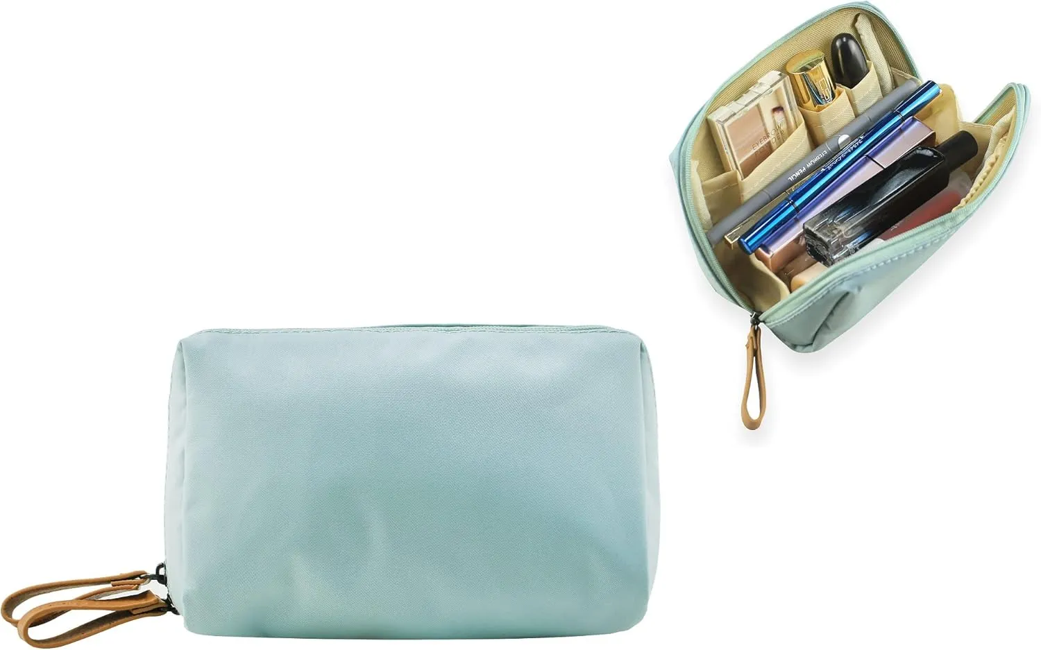 Small Makeup Bag for Purse Portable Waterproof Cosmetic Bag Travel Makeup Pouch for Women (Sky blue, Square)