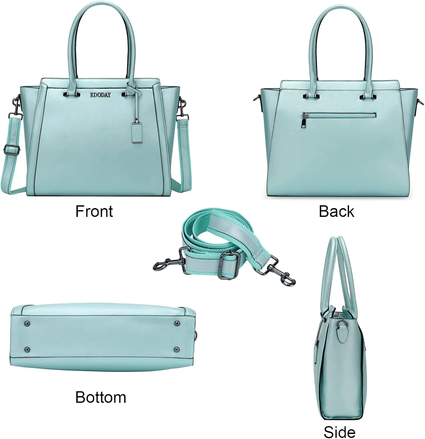 Stylish 15.6 Inch Laptop Tote Bag for Women - Travel Computer Handbag with Long Shoulder Strap