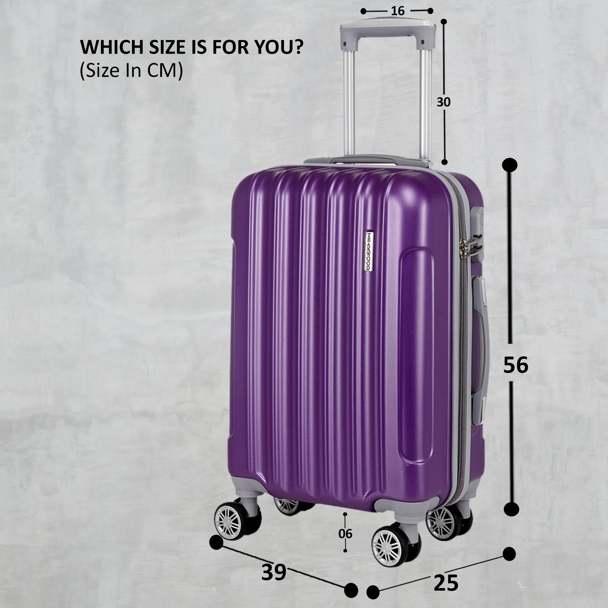 Teakwood Unisex Purple Trolley Bag - Large