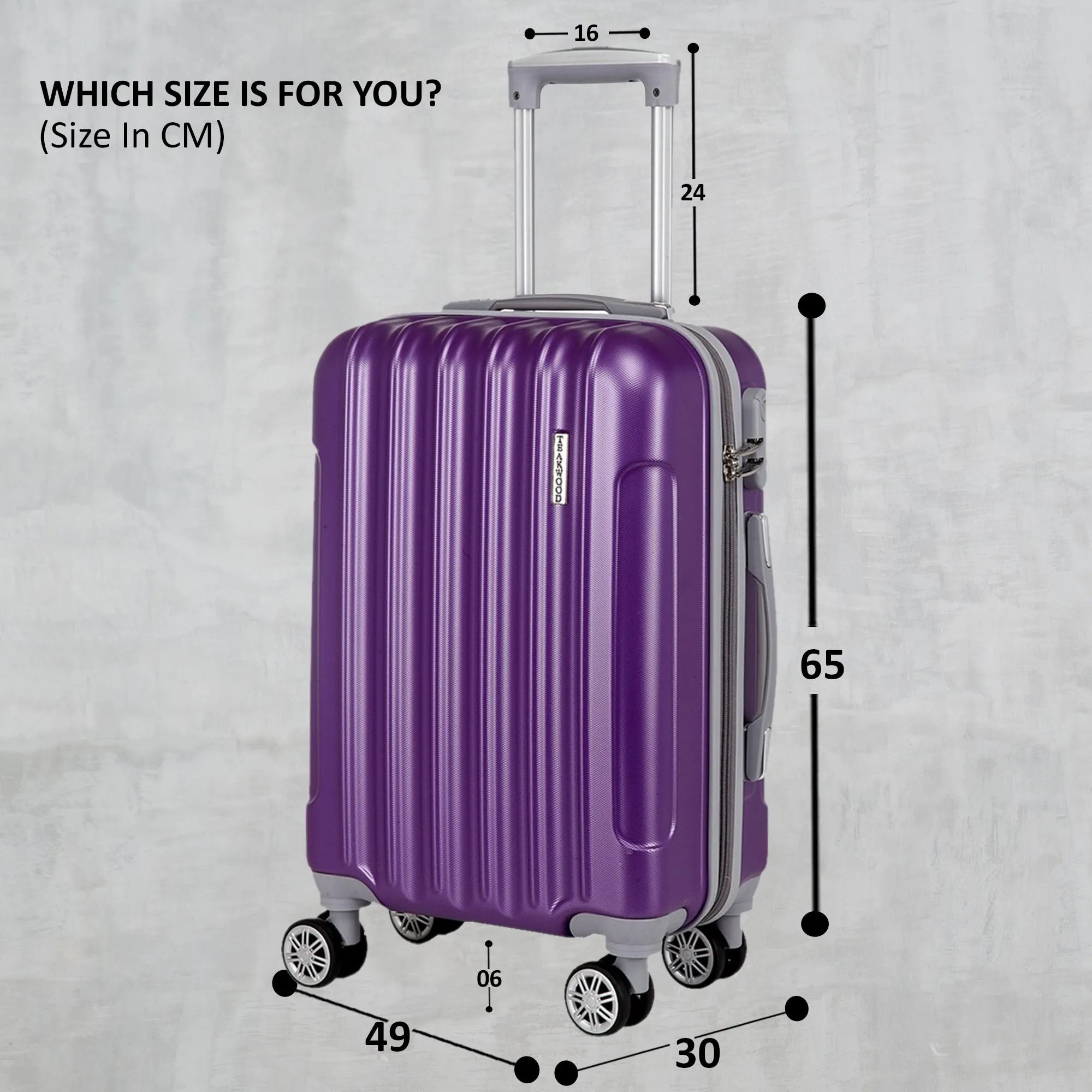 Teakwood Unisex Purple Trolley Bag - Large