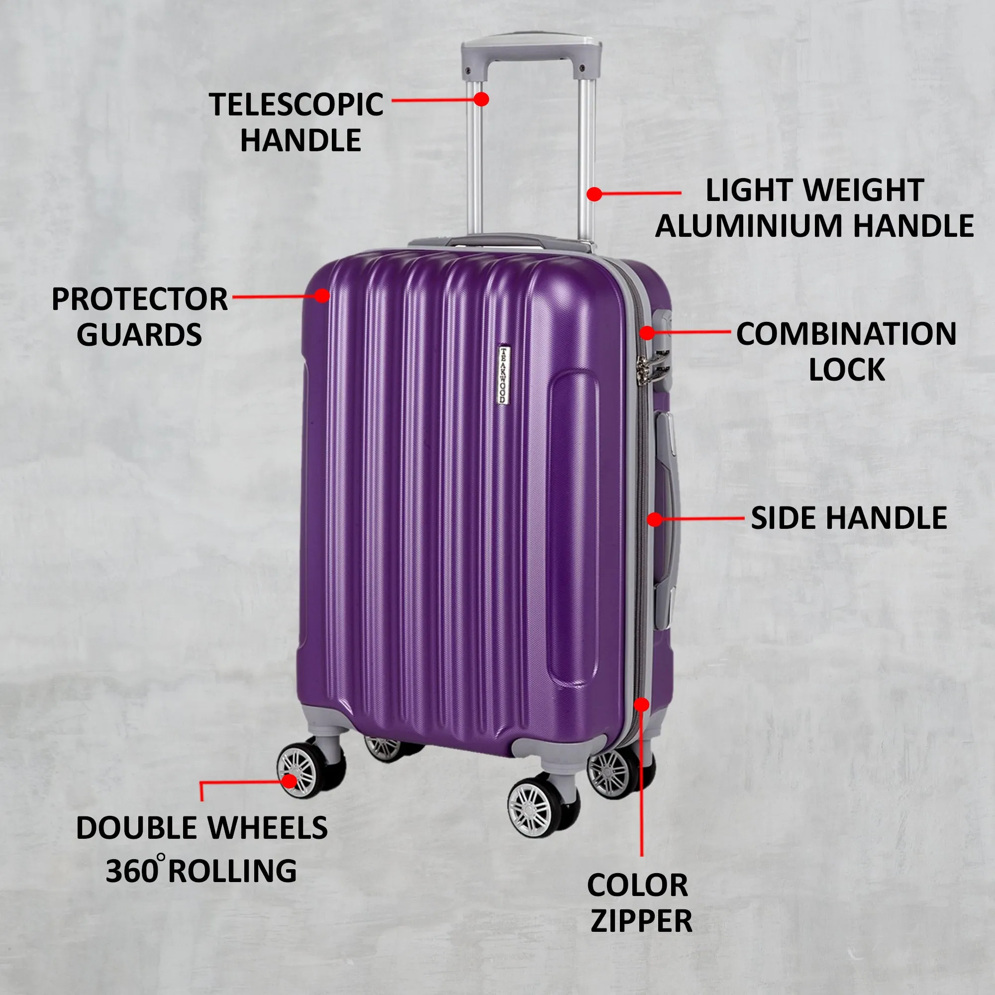Teakwood Unisex Purple Trolley Bag - Large