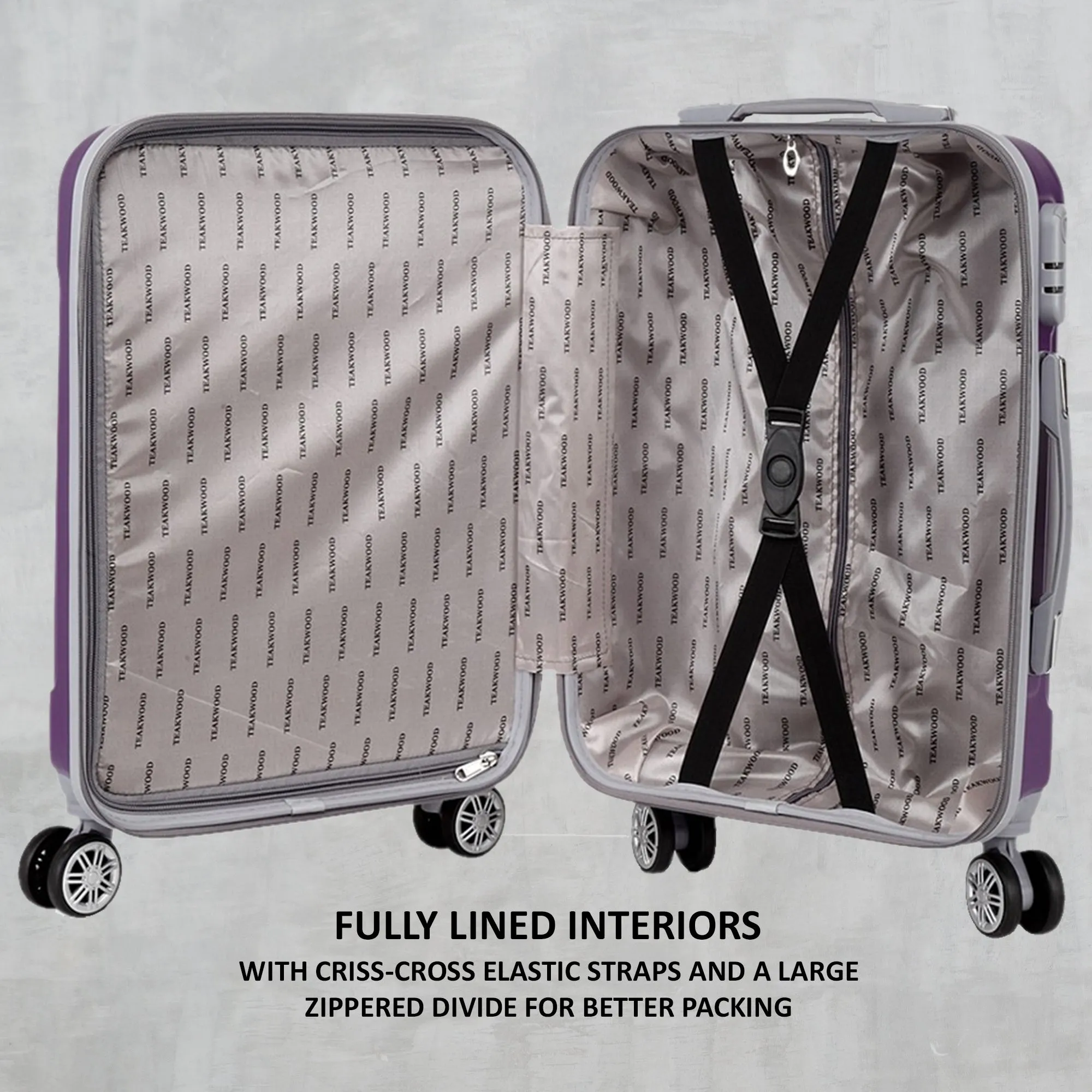 Teakwood Unisex Purple Trolley Bag - Large