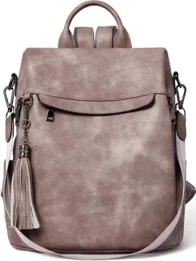 Telena Backpack Purse for Women, PU Leather Anti Theft Travel Purse Shoulder Bags with Tassel