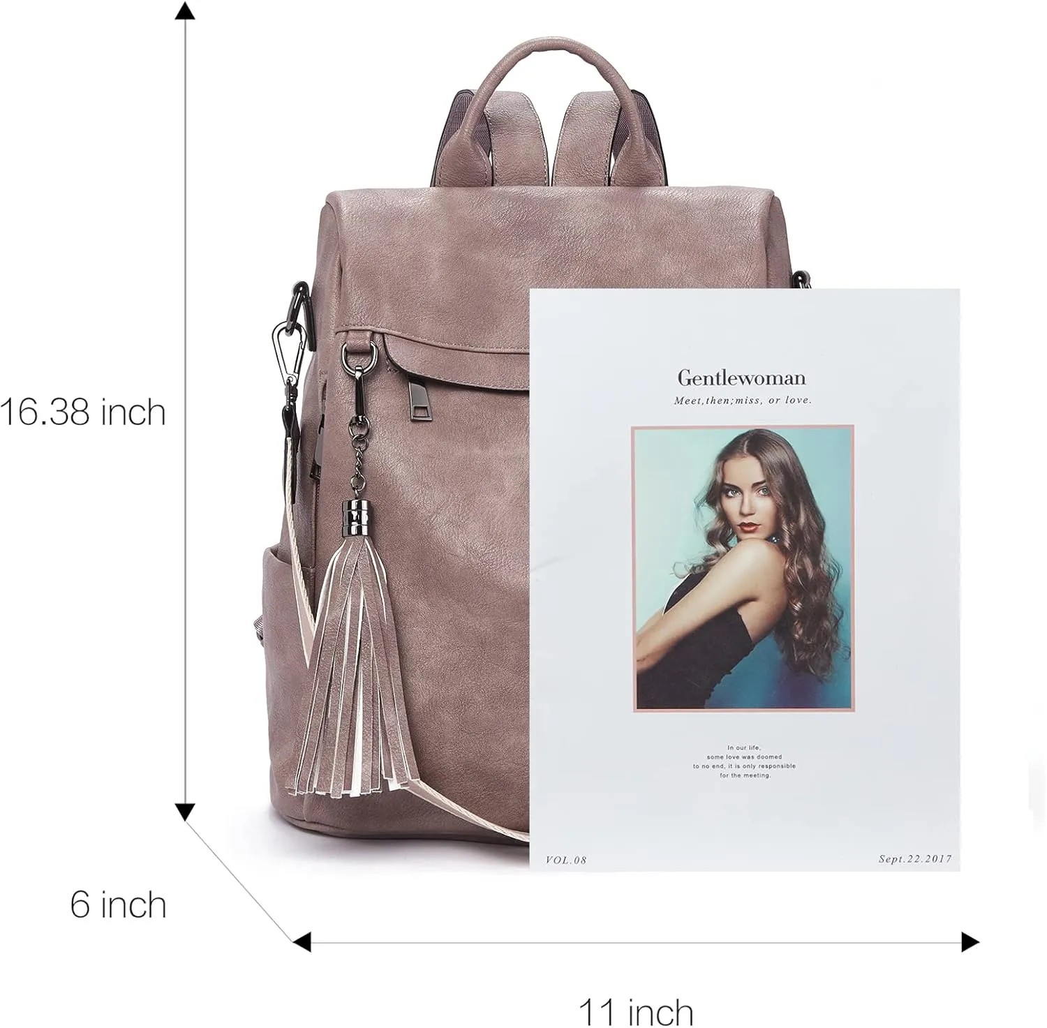 Telena Backpack Purse for Women, PU Leather Anti Theft Travel Purse Shoulder Bags with Tassel