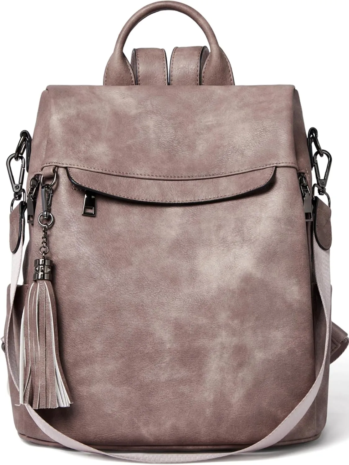Telena Backpack Purse for Women, PU Leather Anti Theft Travel Purse Shoulder Bags with Tassel