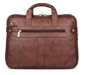 THE CLOWNFISH Royal Synthetic Leather Laptop Briefcase - | Laptop bag | Messenger bag (Caramel) With 365 days warranty