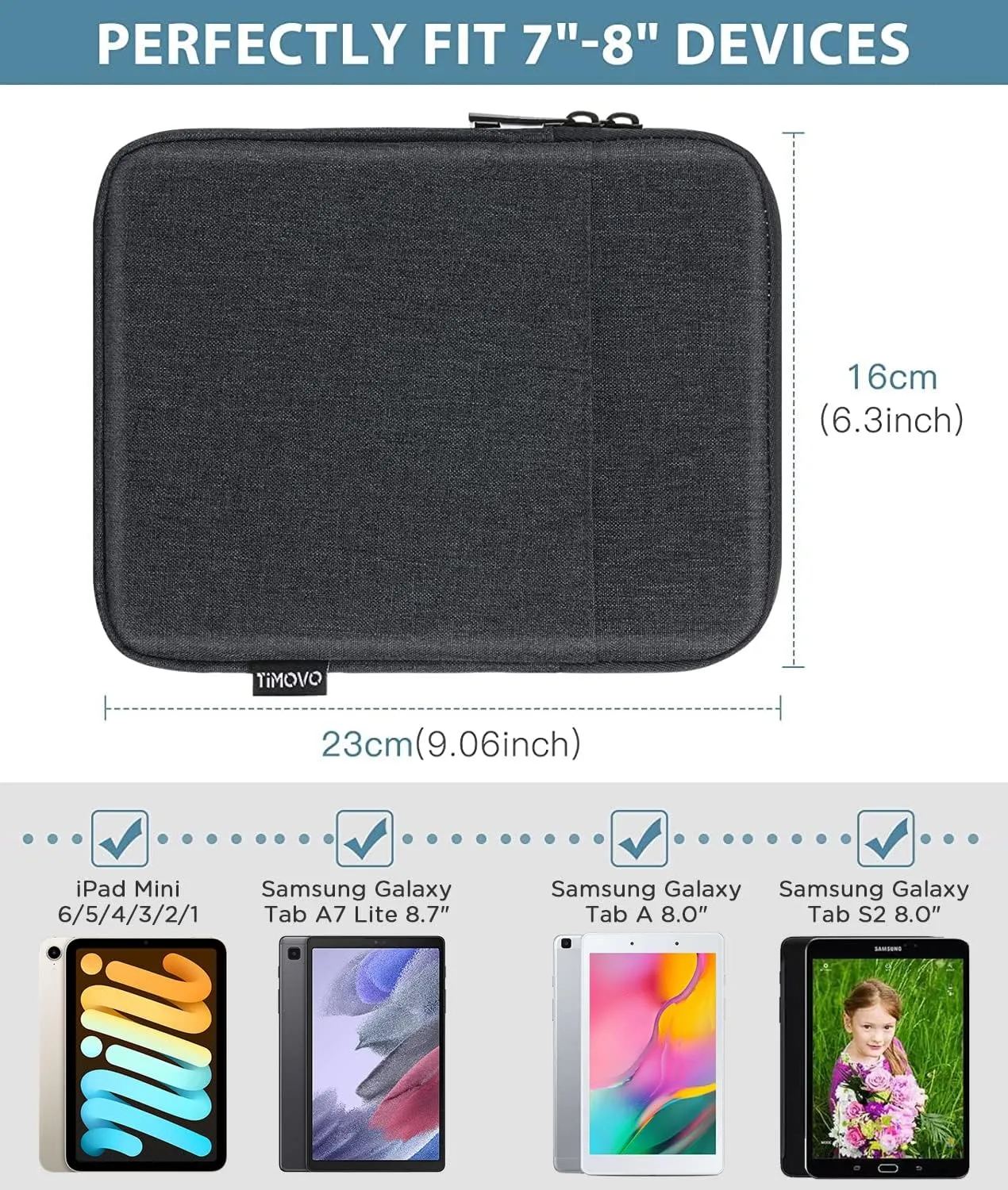 TiMOVO Tablet Sleeve Case Fits All-New iPad Mini 7 (A17 Pro, 2024), iPad Mini 6 (8.3-Inch, 2021), iPad Mini 5/4/3/2/1, Protective iPad Mini Carrying Pouch Bag Case, Space Gray