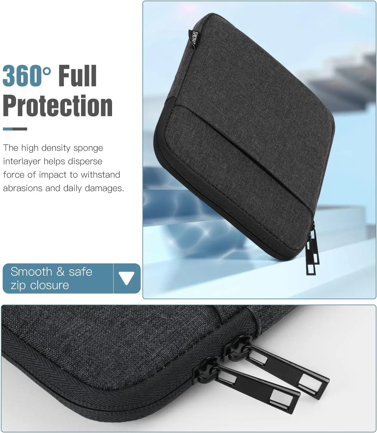 TiMOVO Tablet Sleeve Case Fits All-New iPad Mini 7 (A17 Pro, 2024), iPad Mini 6 (8.3-Inch, 2021), iPad Mini 5/4/3/2/1, Protective iPad Mini Carrying Pouch Bag Case, Space Gray