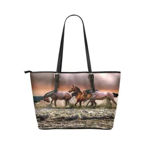 Tote Bags, Brown And Black Wild Horses Style Tote Bag
