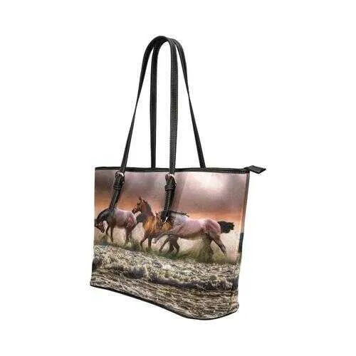 Tote Bags, Brown And Black Wild Horses Style Tote Bag