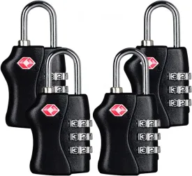 TSA Security Combination Lock Suitcase Luggage Bag Code Lock Padlock (Black-4 Pack)