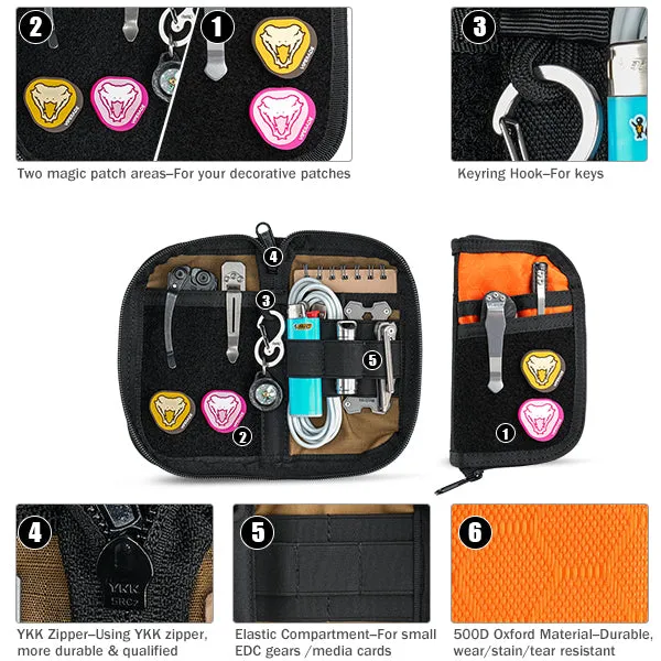 VE22 EDC Pouch, Multitool Pocket Pouch with 4 Pockets