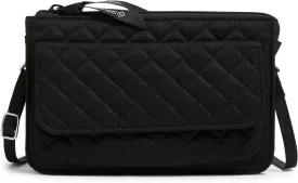 Vera Bradley Women's Cotton Wallet Crossbody Purse with RFID Protection, Black, One Size