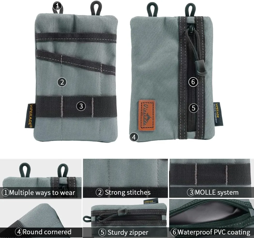 VIPERADE VE1 Pocket Organizer, EDC Pouch for Men, EDC Organizer Storage EDC Gears, Multitool Pocket Pouch Hold Your Flashlight/Pocket Knife, Pen, Notebook