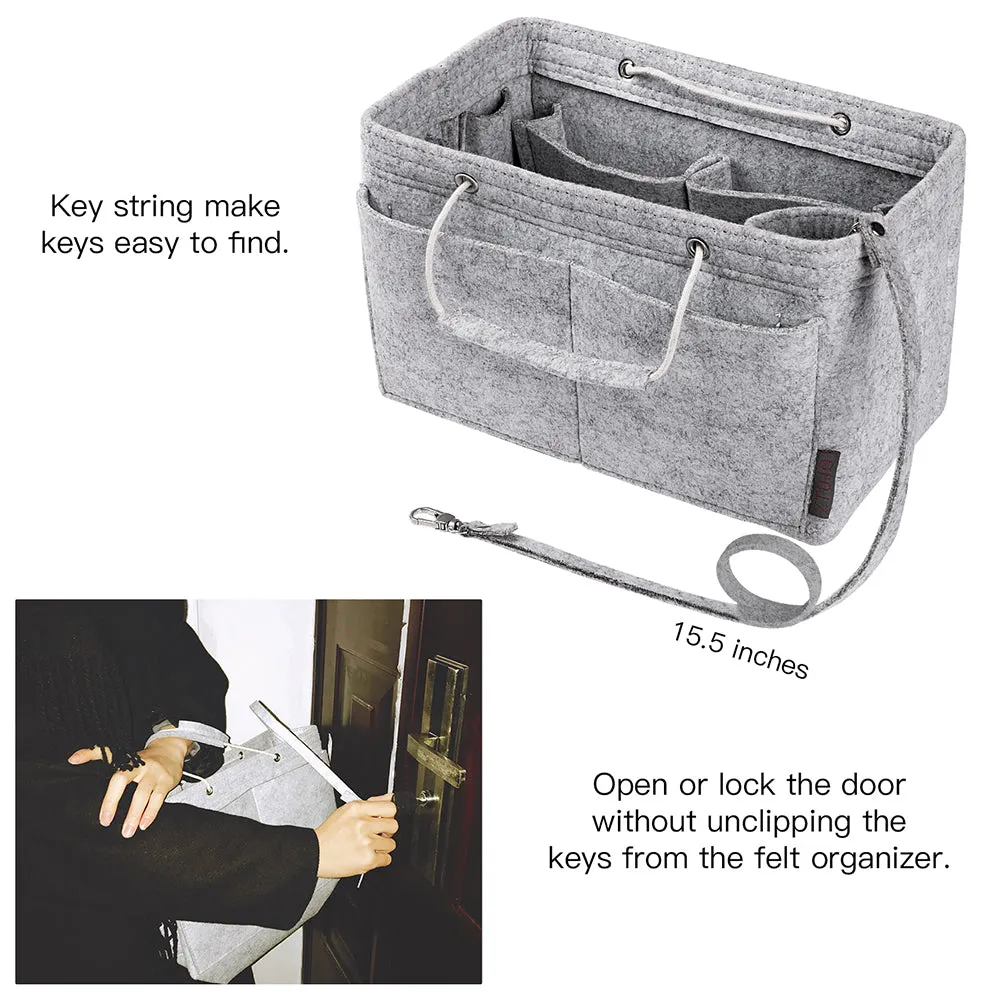 Ztujo Multi-Pocket Felt Handbag Organizer with Handles, Bag In Bag For Handbag Purse Organizer