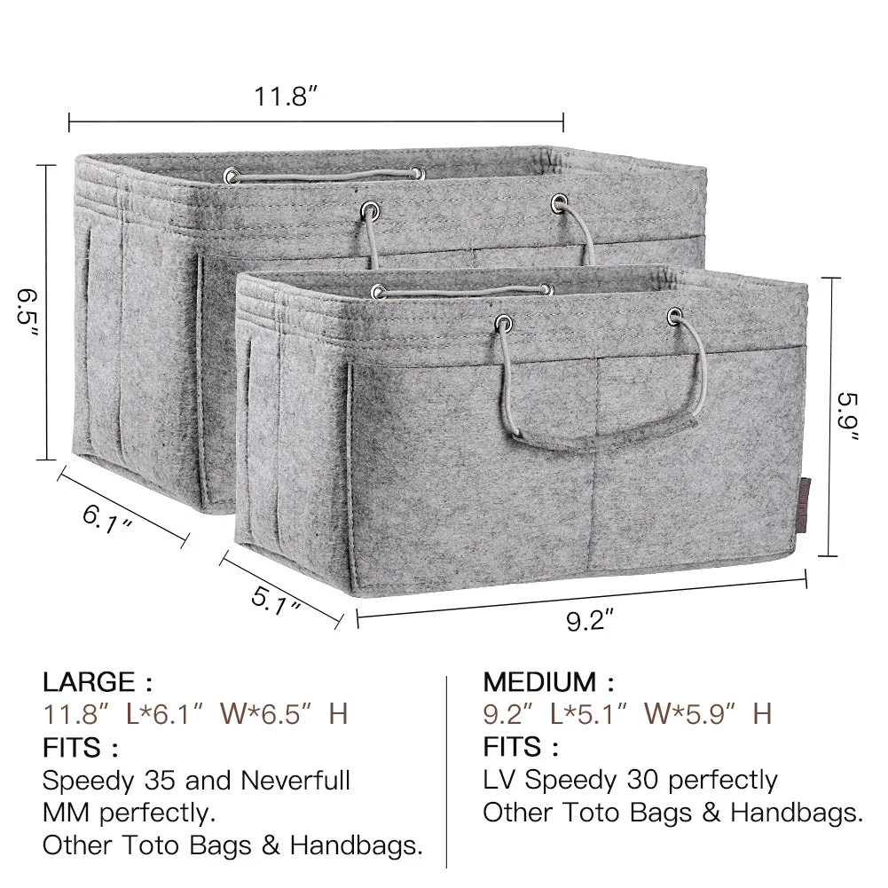 Ztujo Multi-Pocket Felt Handbag Organizer with Handles, Bag In Bag For Handbag Purse Organizer