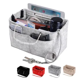 Ztujo Multi-Pocket Felt Handbag Organizer with Handles, Bag In Bag For Handbag Purse Organizer